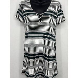 Ava Sky Women Tunic Dress Extra Small XS Stripe Short Sleeve Scoop Stretch EUC